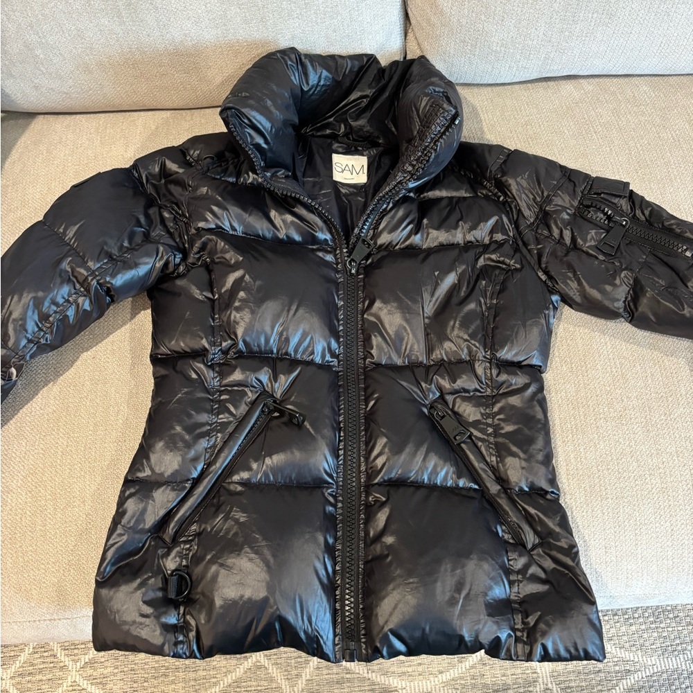 SAM. Women's Shiny Black Puffer Jacket